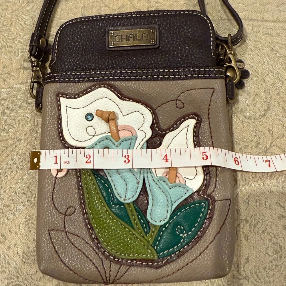 Chala Lily Brown and Green Floral Wristlet